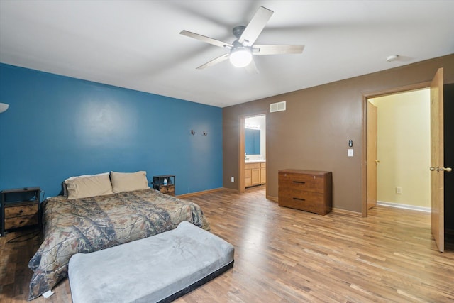123 N F St, Trufant, MI 49347 - bedroom featuring light wood-type flooring, baseboards, and ceiling fan
