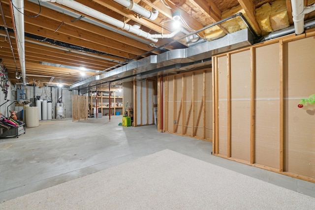 123 N F St, Trufant, MI 49347 - unfinished basement with gas water heater and a water softener