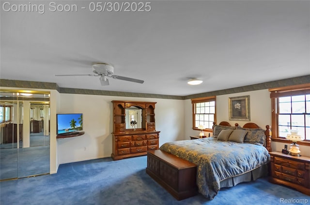 13936 Grove Park Dr, Sterling Heights, MI 48313 - bedroom featuring carpet floors, a ceiling fan, and baseboards