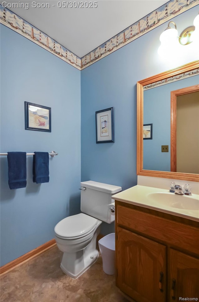 13936 Grove Park Dr, Sterling Heights, MI 48313 - half bathroom with vanity, toilet, and baseboards