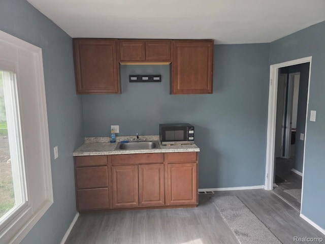 11717 Marlowe St, Detroit, MI 48227 - kitchen featuring black microwave, light wood-type flooring, plenty of natural light, and a sink