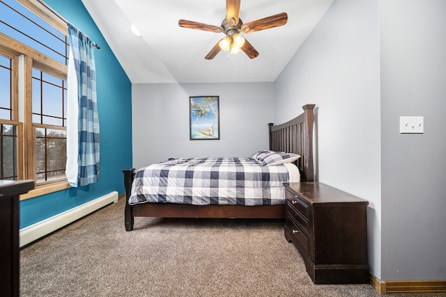 17582 Leroy Rd, Leroy, MI 49655 - bedroom featuring a baseboard heating unit, carpet floors, multiple windows, and baseboards