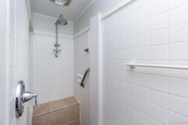 20550 Fairway Ln, Grosse Pointe Woods, MI 48236 - full bath with crown molding and a tile shower