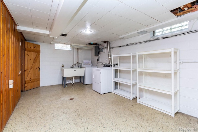 20550 Fairway Ln, Grosse Pointe Woods, MI 48236 - below grade area featuring separate washer and dryer and a sink