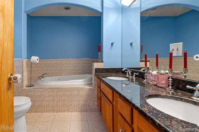 5410 Argyle St, Dearborn, MI 48126 - full bath featuring tile patterned floors, a garden tub, double vanity, and toilet