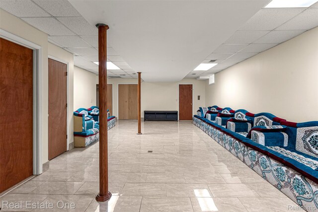 5410 Argyle St, Dearborn, MI 48126 - corridor with a drop ceiling and light marble finish floors