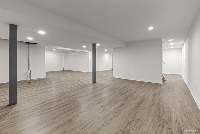 4766 Quarton Rd, Bloomfield, MI 48302 - finished below grade area with recessed lighting, light wood-style flooring, and baseboards