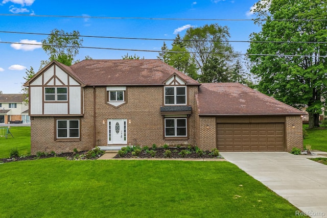 4766 Quarton Rd, Bloomfield, MI 48302 - tudor house featuring brick siding, a garage, driveway, and a front lawn
