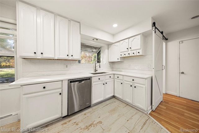 28290 Inkster Rd, Southfield, MI 48034 - kitchen with dishwasher, a sink, white cabinets, and recessed lighting