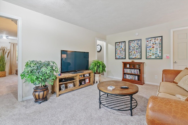 5400 Laura Dr, Shelbyville, MI 49344 - living area featuring carpet flooring, baseboards, and a textured ceiling