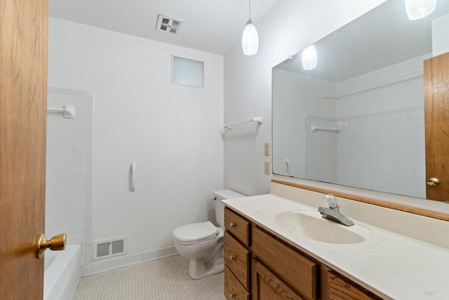 2141 N Parker Rd, Dexter, MI 48130 - full bathroom featuring toilet, vanity, tile patterned flooring, and tub / shower combination