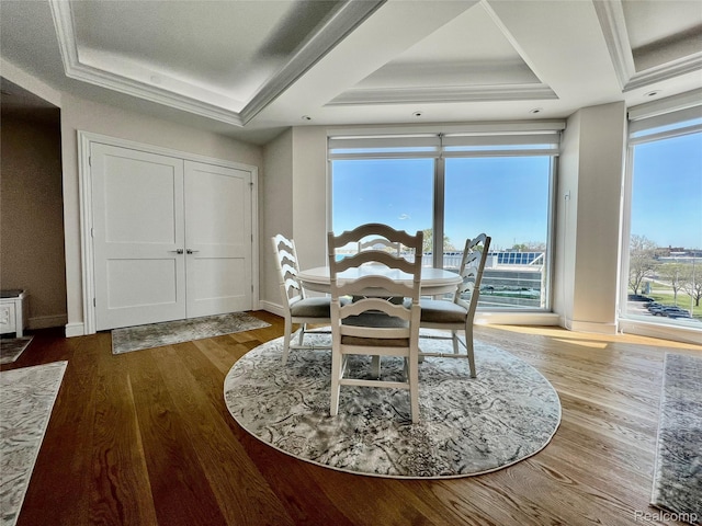 201 Beers St Unit 44, Port Huron, MI 48060 - dining space with ornamental molding, wood finished floors, and baseboards