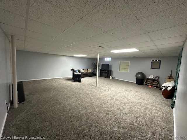 638 Eastway Cir, Lapeer, MI 48446 - finished basement featuring carpet flooring, baseboards, and a drop ceiling