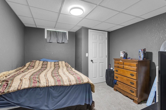 623 Pawnee St, Jackson, MI 49203 - bedroom featuring a textured wall, carpet floors, and a paneled ceiling