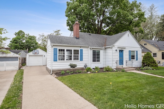 2052 Gorham Dr SE, East Grand Rapids, MI 49506 - view of front of property featuring driveway, a chimney, a front lawn, and a garage