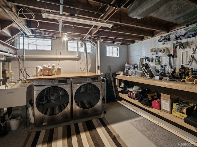 1017 N Connecticut Ave, Royal Oak, MI 48067 - basement with separate washer and dryer and a sink