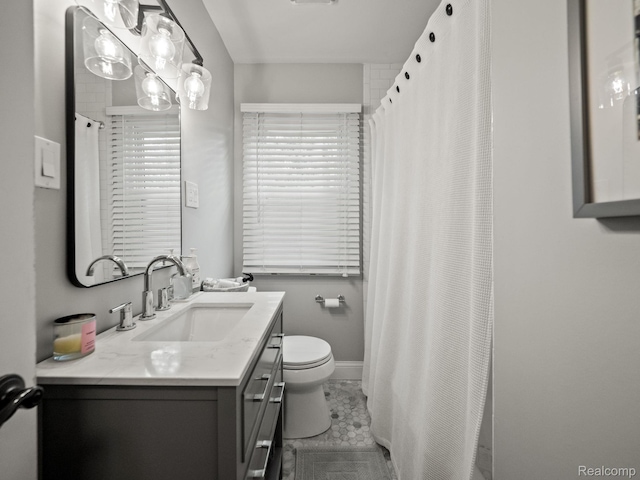 1017 N Connecticut Ave, Royal Oak, MI 48067 - bathroom featuring vanity, toilet, a shower with curtain, and baseboards