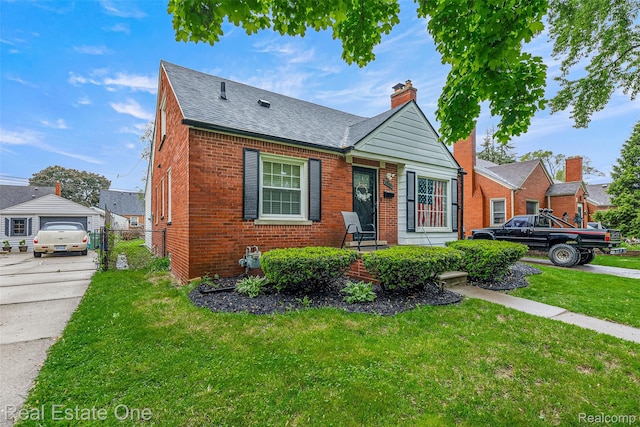15237 Oceana Ave, Allen Park, MI 48101 - bungalow featuring brick siding, a shingled roof, and a chimney