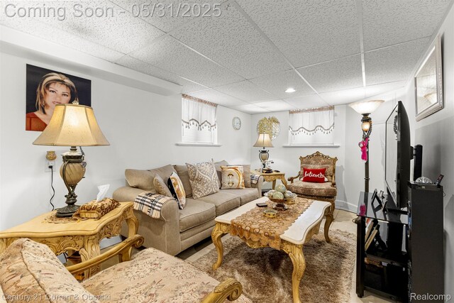 15210 Russell Ave, Allen Park, MI 48101 - living room featuring a paneled ceiling and recessed lighting