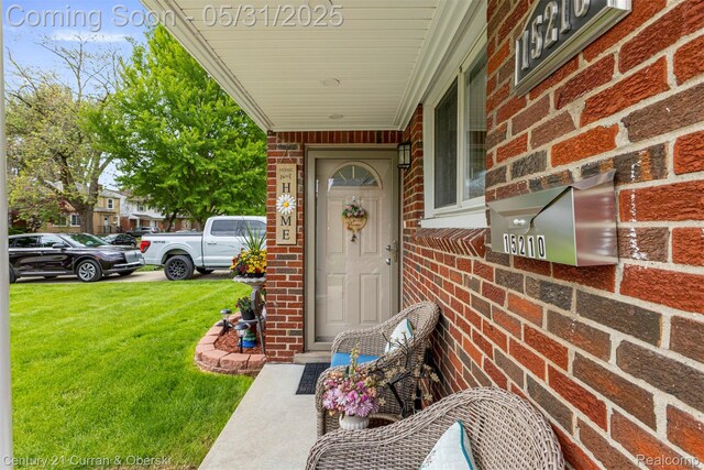 15210 Russell Ave, Allen Park, MI 48101 - property entrance featuring brick siding and a yard