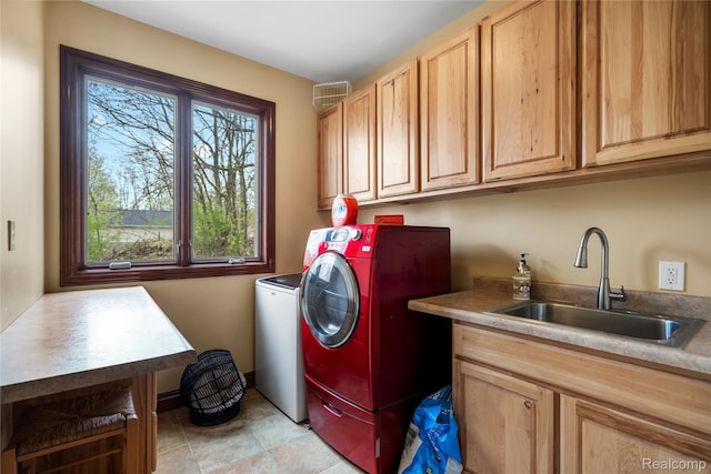 11589 Ember, Davisburg, MI 48350 - laundry area with cabinet space, washer and clothes dryer, and healthy amount of natural light