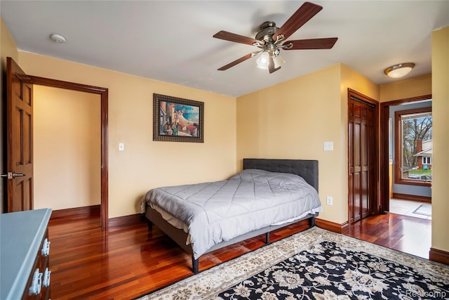 11589 Ember, Davisburg, MI 48350 - bedroom with wood finished floors, baseboards, and ceiling fan