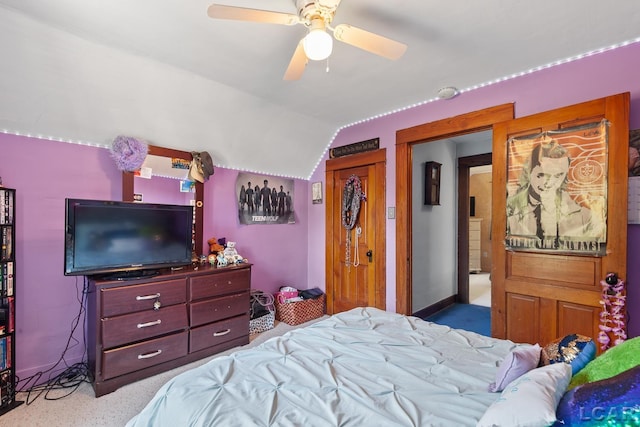 134 W Lagrange St, Morenci, MI 49256 - carpeted bedroom with lofted ceiling and ceiling fan