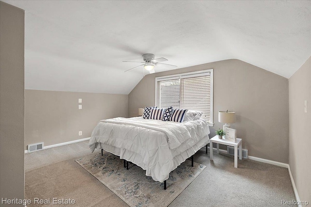2376 Bacon Ave, Berkley, MI 48072 - carpeted bedroom with vaulted ceiling, baseboards, and a ceiling fan
