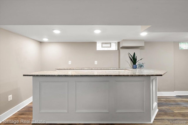 2376 Bacon Ave, Berkley, MI 48072 - indoor bar featuring dark wood-type flooring, baseboards, and recessed lighting