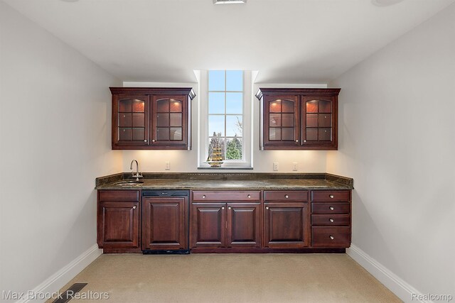 2921 Turtle Pond Ct, Bloomfield Hills, MI 48302 - indoor wet bar featuring light colored carpet and baseboards