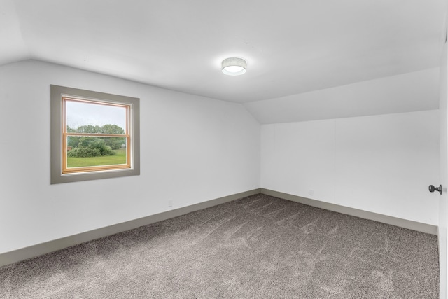 5853 W 112th St, Grant, MI 49327 - bonus room with vaulted ceiling, dark carpet, and baseboards