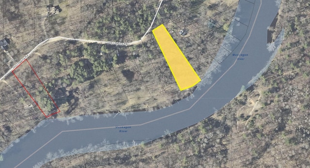 17341 Old Logging Rd, Hersey, MI 49639 - aerial view of property's location with property parcel outlined