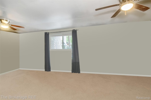 12445 Shaffer Rd, Davisburg, MI 48350 - spare room with ceiling fan, light carpet, and baseboards