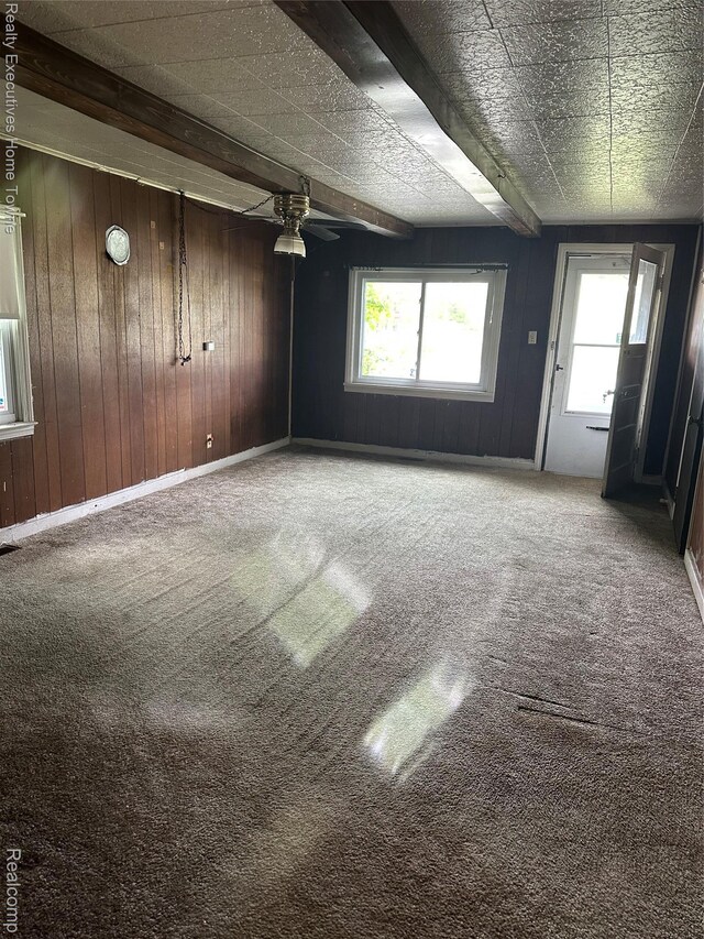 4466 Dove Rd, Saint Clair, MI 48060 - unfurnished room with ceiling fan, carpet, and wooden walls