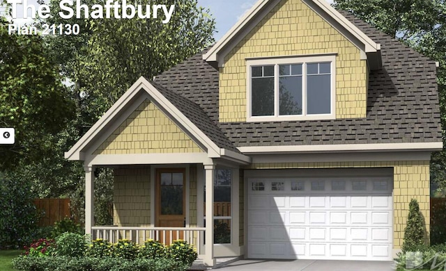 4010 Deja Dr, Saint Joseph, MI 49085 - view of front facade featuring roof with shingles, driveway, a garage, and covered porch