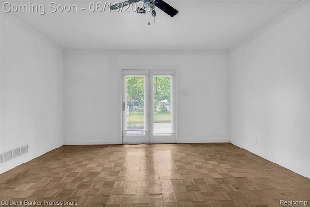 9060 N Sheldon Rd, Plymouth, MI 48170 - spare room with ceiling fan and crown molding