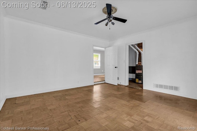 9060 N Sheldon Rd, Plymouth, MI 48170 - spare room featuring a ceiling fan and crown molding