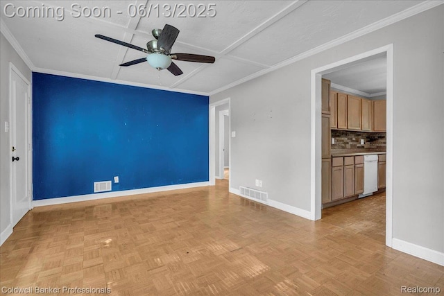 9060 N Sheldon Rd, Plymouth, MI 48170 - spare room featuring a ceiling fan and ornamental molding