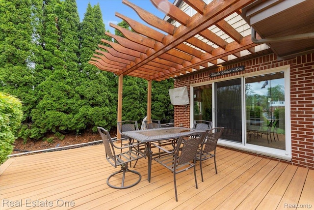 28395 Swan Island Dr, Grosse Ile, MI 48138 - deck featuring outdoor dining space and a pergola