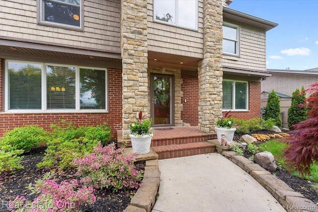 28395 Swan Island Dr, Grosse Ile, MI 48138 - property entrance featuring brick siding