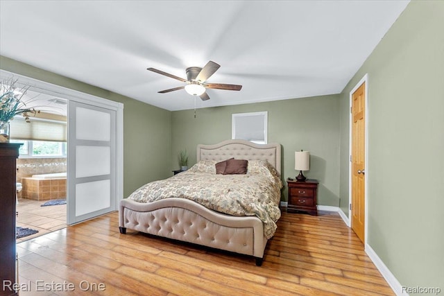 28395 Swan Island Dr, Grosse Ile, MI 48138 - bedroom with light wood-style floors, baseboards, and a ceiling fan