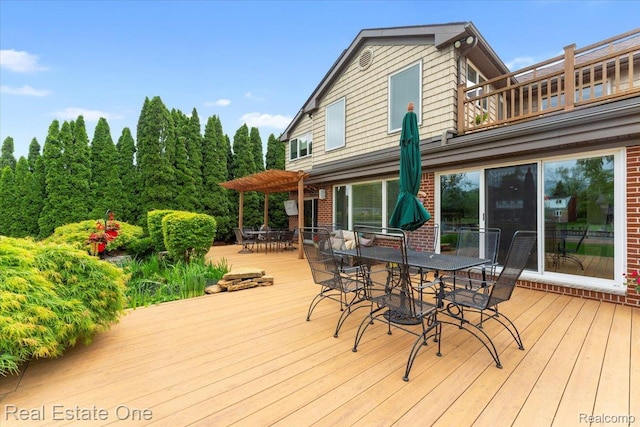 28395 Swan Island Dr, Grosse Ile, MI 48138 - wooden deck with outdoor dining space