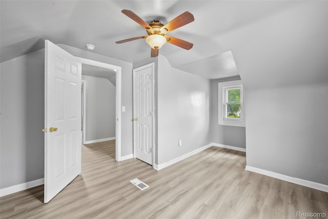 29056 Powers St, Westland, MI 48186 - additional living space with a ceiling fan, light wood-type flooring, baseboards, and lofted ceiling