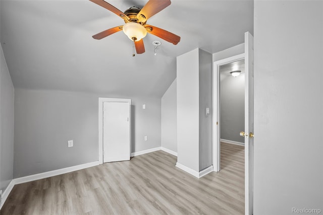29056 Powers St, Westland, MI 48186 - additional living space featuring wood finished floors, a ceiling fan, lofted ceiling, and baseboards