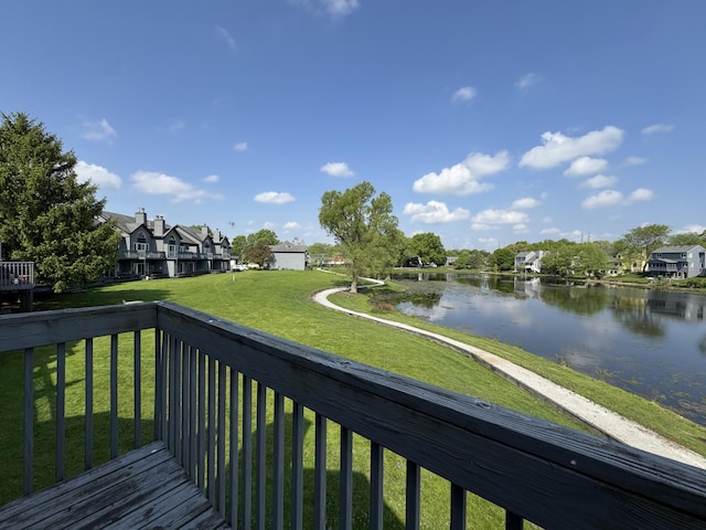 1300 Winding Ridge Ln Unit D8, Indiana, IN 46383 - deck featuring a water view, a lawn, and a residential view