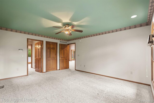 7386 Card Rd, Smiths Creek, MI 48074 - unfurnished bedroom with carpet floors, baseboards, a ceiling fan, and recessed lighting
