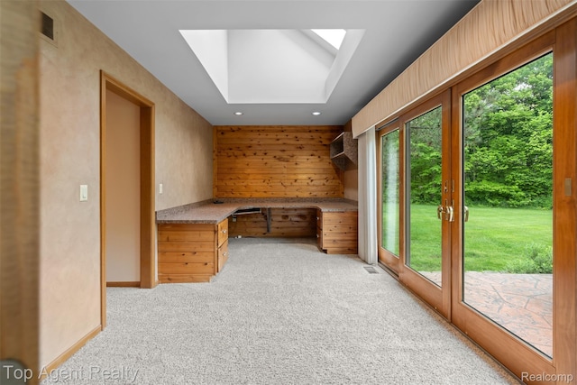 7386 Card Rd, Smiths Creek, MI 48074 - unfurnished office featuring light colored carpet, built in desk, a skylight, and recessed lighting