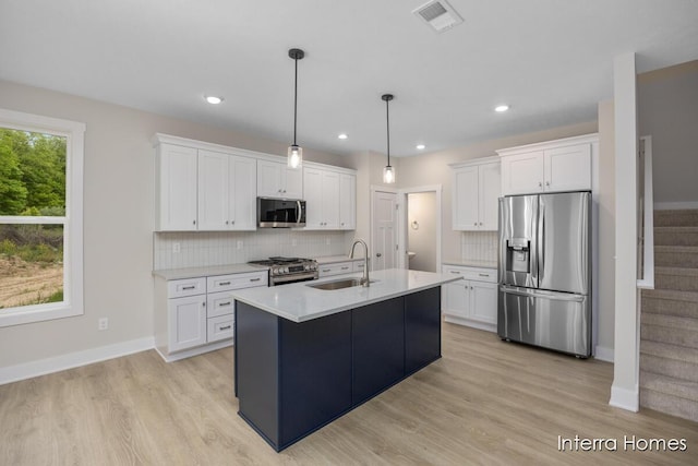 3341 Kings River St SW Unit 40, Wyoming, MI 49418 - kitchen featuring stainless steel appliances, a sink, light countertops, white cabinetry, and recessed lighting