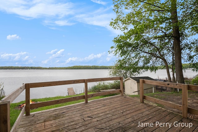 1760 S Colonel Point Dr, Crystal, MI 48818 - deck featuring a water view