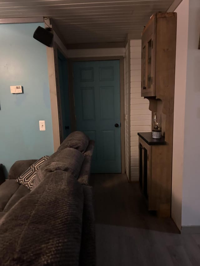 3092 S M 37, Baldwin, MI 49304 - hallway with wood ceiling and dark wood-style flooring